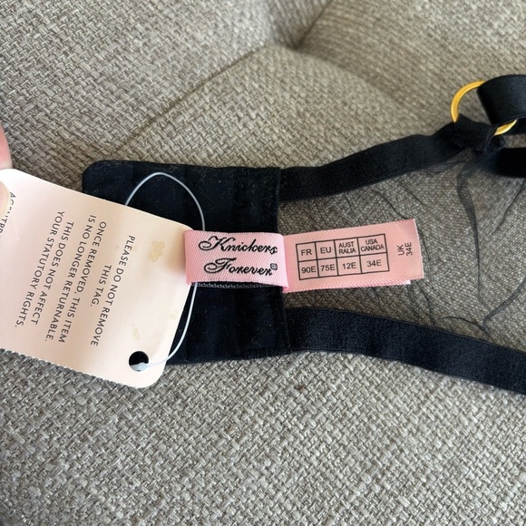 Agent Provocateur Demelza Black Lace Sheer Criss Cross Set Bra 34E, Panty 4 (L) - Picture 13 of 13